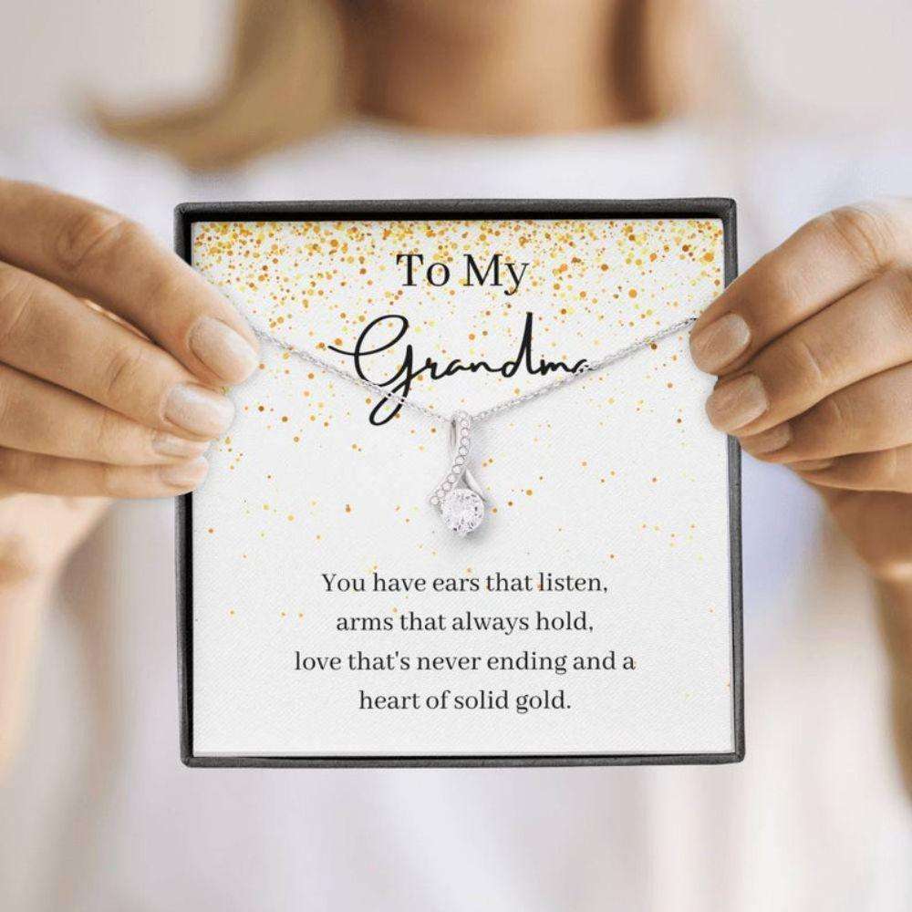 Grandmother Necklace, To My Grandma Necklace Gift, Heart Of Gold, Petit Ribbon Necklace Gifts for Grandmother Rakva