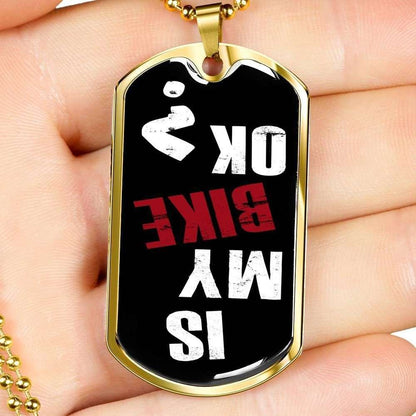 Grandpa Dog Tag, Custom Gift For Biker Is My Bike Ok Dog Tag Military Chain Necklace Dog Tag Father's Day Rakva