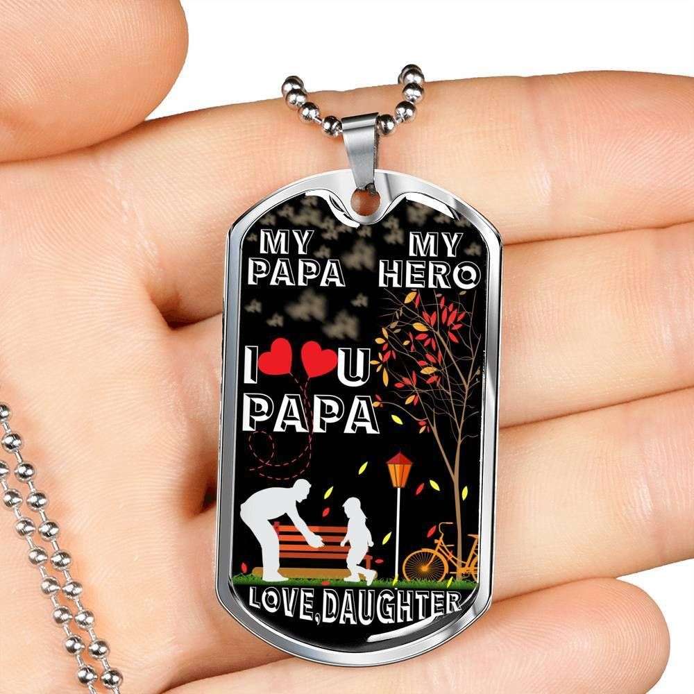 Grandpa Dog Tag, Custom My Hero Love You Dog Tag Military Chain Necklace Gift For Papa Dog Tag Father's Day Rakva