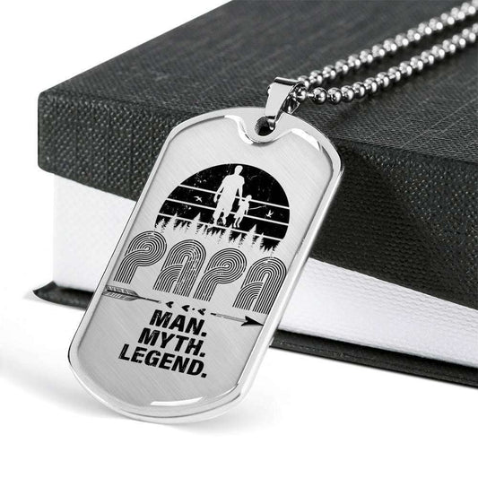 Grandpa Dog Tag, Custom Papa Man Myth Legend Dog Tag Military Chain Necklace Gift For Dad Dog Tag Father's Day Rakva
