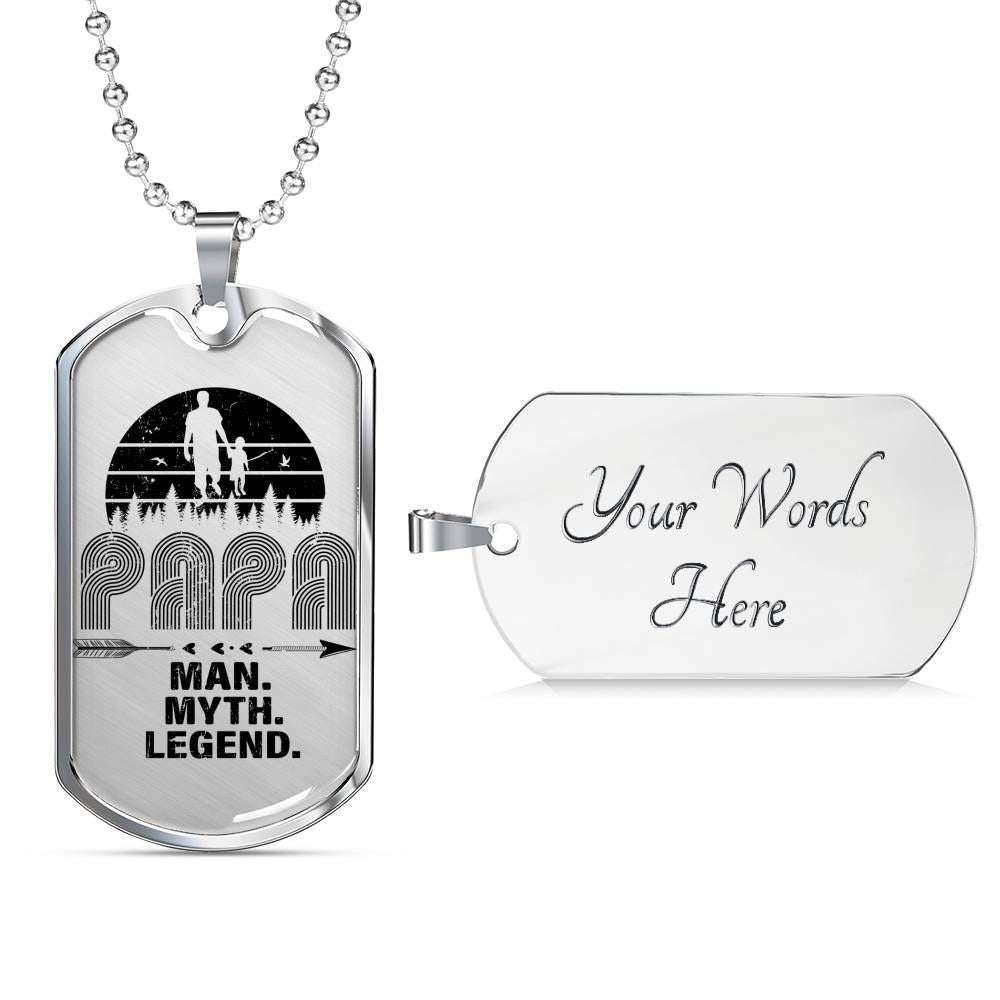 Grandpa Dog Tag, Custom Papa Man Myth Legend Dog Tag Military Chain Necklace Gift For Dad Dog Tag Father's Day Rakva