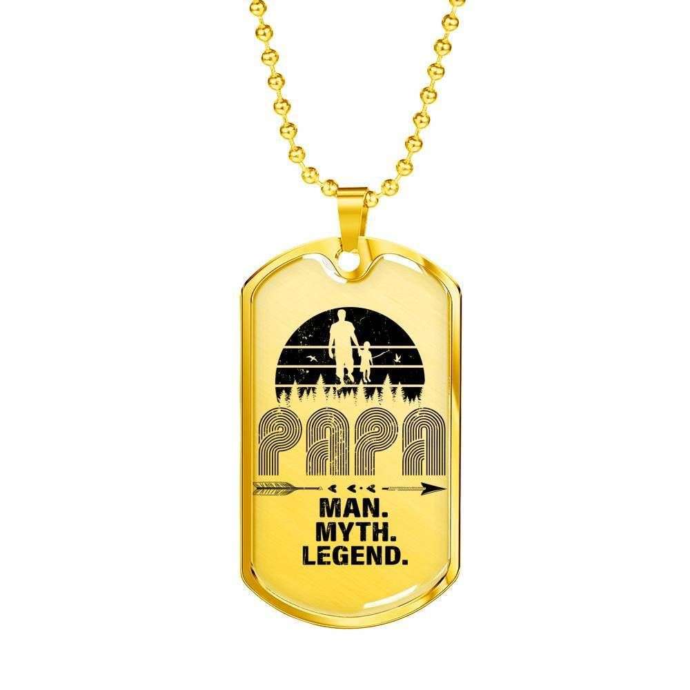 Grandpa Dog Tag, Custom Papa Man Myth Legend Dog Tag Military Chain Necklace Gift For Dad Dog Tag Father's Day Rakva