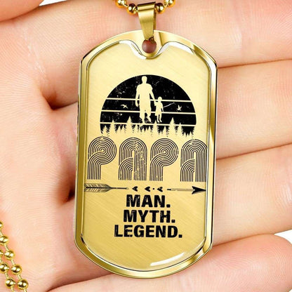 Grandpa Dog Tag, Custom Papa Man Myth Legend Dog Tag Military Chain Necklace Gift For Dad Dog Tag Father's Day Rakva