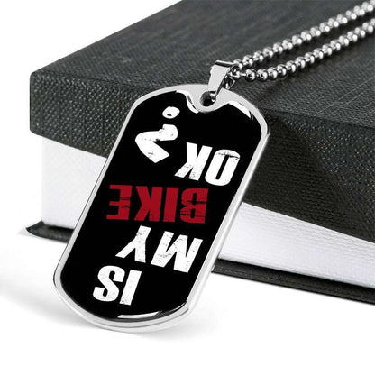 Grandpa Dog Tag, Custom Picture Gift For Biker Is My Bike Ok Dog Tag Military Chain Necklace Dog Tag Rakva