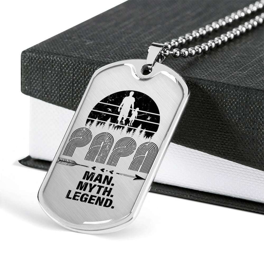 Grandpa Dog Tag, Custom Picture Papa Man Myth Legend Dog Tag Military Chain Necklace Gift For Dad Dog Tag Rakva