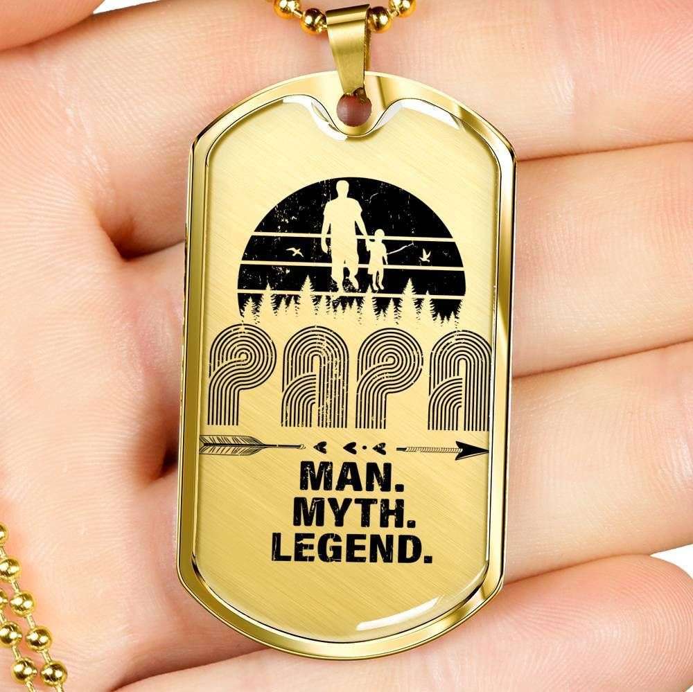 Grandpa Dog Tag, Custom Picture Papa Man Myth Legend Dog Tag Military Chain Necklace Gift For Dad Dog Tag Rakva