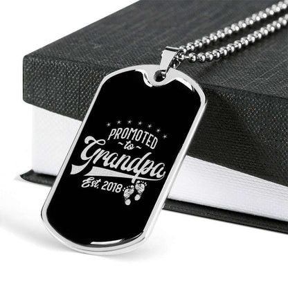 Grandpa Dog Tag, Custom Picture Promoted To Grandpa Dog Tag Military Chain Necklace Gift For Men Dog Tag Rakva