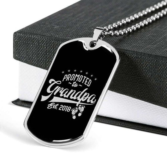Grandpa Dog Tag, Custom Picture Promoted To Grandpa Dog Tag Military Chain Necklace Gift For Men Dog Tag Rakva