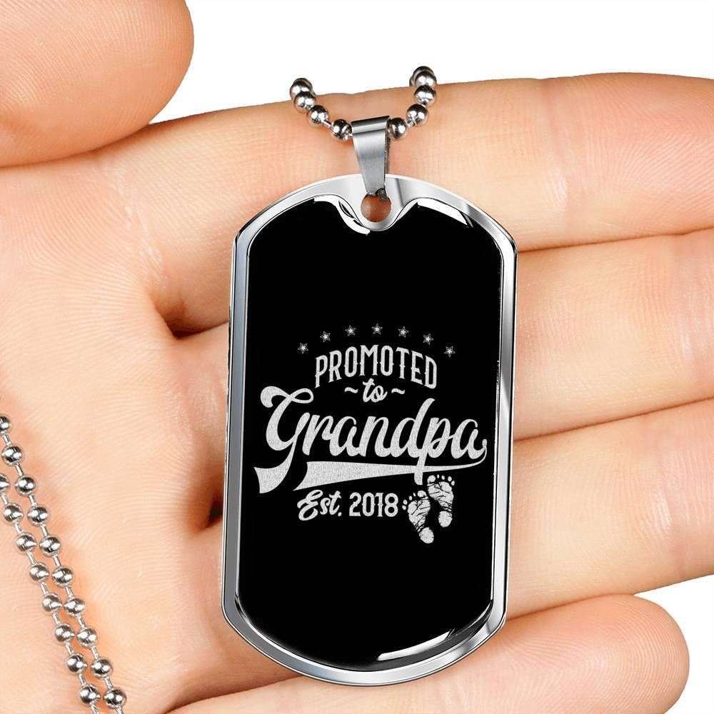 Grandpa Dog Tag, Custom Picture Promoted To Grandpa Dog Tag Military Chain Necklace Gift For Men Dog Tag Rakva