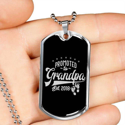 Grandpa Dog Tag, Custom Picture Promoted To Grandpa Dog Tag Military Chain Necklace Gift For Men Dog Tag Rakva