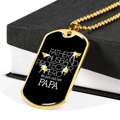Grandpa Dog Tag, Custom Picture We Just Call Him Papa Necklace Dog Tag Rakva