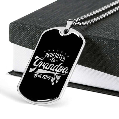 Grandpa Dog Tag, Custom Promoted To Grandpa Dog Tag Military Chain Necklace Gift For Men Dog Tag Father's Day Rakva