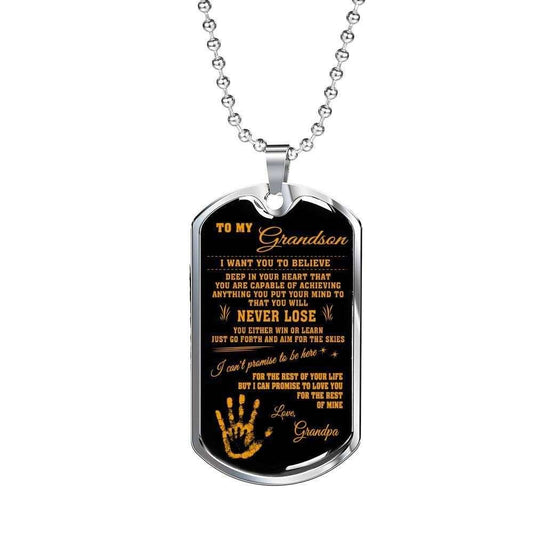Grandson Dog Tag Custom Picture Custom Picture, Believe Deep In Your Heart Dog Tag Necklace For Grandson Gifts for Grandson Rakva