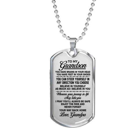 Grandson Dog Tag Custom Picture Custom Picture, Gift For Grandson Dog Tag Custom Picture Necklace Never Forget Your Way Back Home Gifts for Grandson Rakva
