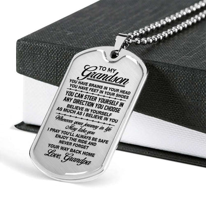 Grandson Dog Tag Custom Picture Custom Picture, Gift For Grandson Dog Tag Custom Picture Necklace Never Forget Your Way Back Home Gifts for Grandson Rakva