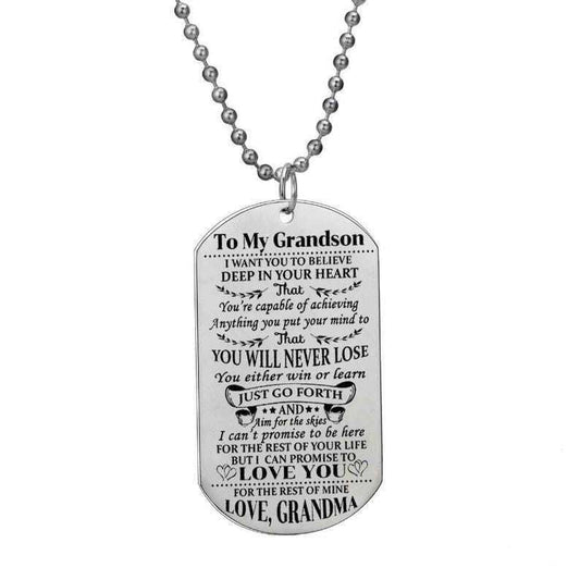 Grandson Dog Tag Custom Picture Custom Picture, Gift For Grandson Dog Tag Custom Picture Necklace You Will Never Lose Gifts for Grandson Rakva