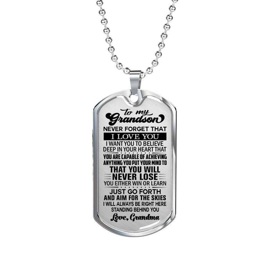 Grandson Dog Tag Custom Picture Custom Picture, Grandma Giving Grandson You’Ll Never Lose Dog Tag Necklace Gifts for Grandson Rakva