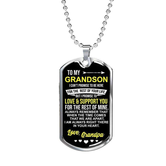Grandson Dog Tag Custom Picture Custom Picture, Grandpa Gift For Grandson Dog Tag Custom Picture Necklace I’M Always Right There In Your Heart Gifts for Grandson Rakva