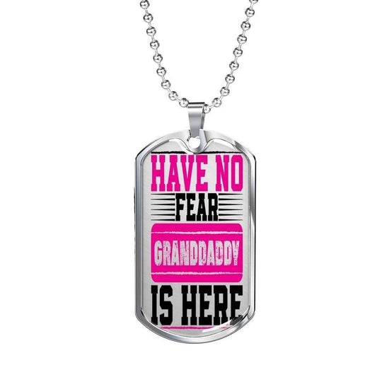 Grandson Dog Tag Custom Picture Custom Picture, Have No Fear Granddaddy Is Here Dog Tag Necklace Gifts For Grandson Gifts for Grandson Rakva