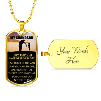 Grandson Dog Tag, Custom Picture Dog Tag For Grandson: Necklace Gift For Grandson Dog Tag-1 Gifts for Grandson Rakva