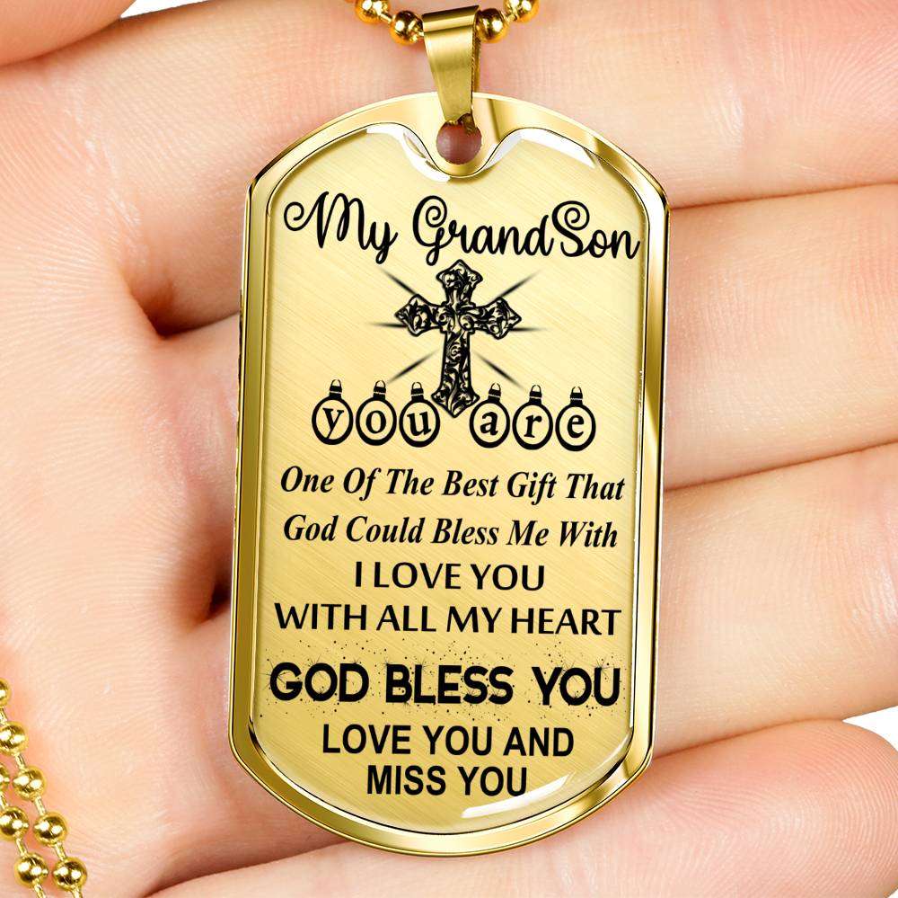 Grandson Dog Tag, Custom Picture Dog Tag For Grandson: Necklace Gift For Grandson Dog Tag-10 Gifts for Grandson Rakva