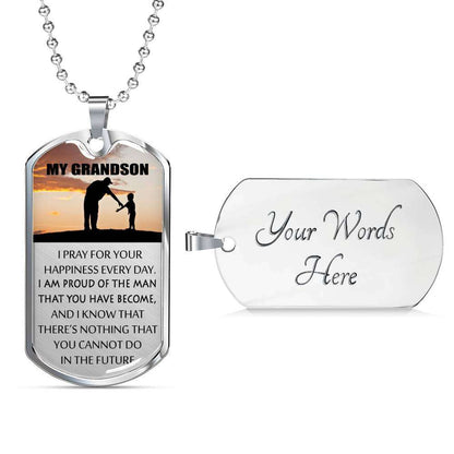Grandson Dog Tag, Custom Picture Dog Tag For Grandson: Necklace Gift For Grandson Dog Tag-2 Gifts for Grandson Rakva