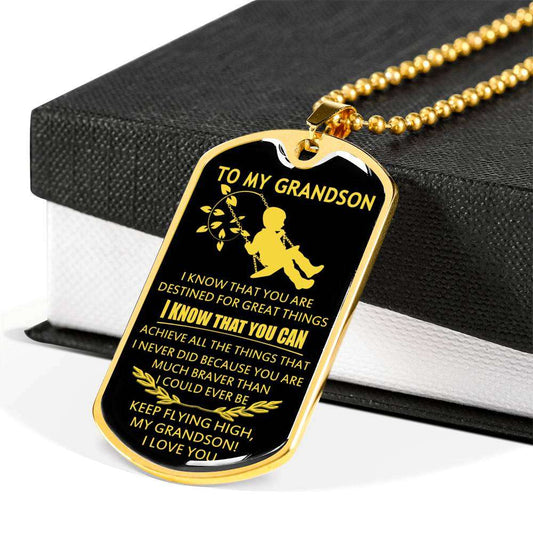 Grandson Dog Tag, Custom Picture Dog Tag For Grandson: Necklace Gift For Grandson Dog Tag-21 Gifts for Grandson Rakva
