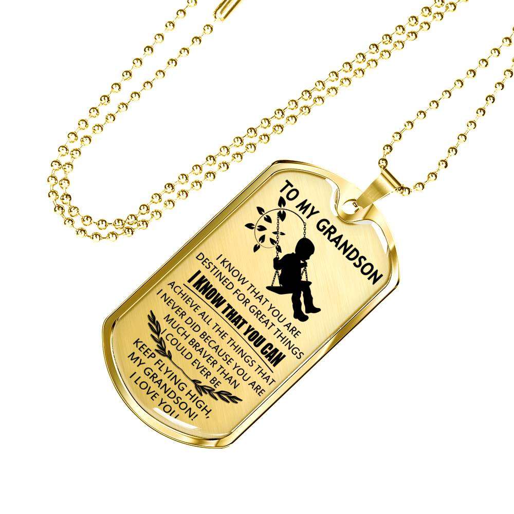 Grandson Dog Tag, Custom Picture Dog Tag For Grandson: Necklace Gift For Grandson Dog Tag-22 Gifts for Grandson Rakva
