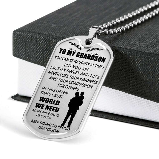 Grandson Dog Tag, Custom Picture Dog Tag For Grandson: Necklace Gift For Grandson Dog Tag-25 Gifts for Grandson Rakva