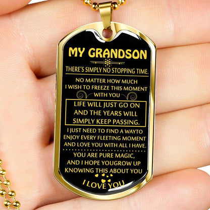 Grandson Dog Tag, Custom Picture Dog Tag For Grandson: Necklace Gift For Grandson Dog Tag-27 Gifts for Grandson Rakva