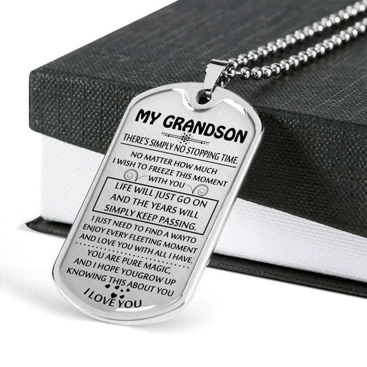 Grandson Dog Tag, Custom Picture Dog Tag For Grandson: Necklace Gift For Grandson Dog Tag-28 Gifts for Grandson Rakva
