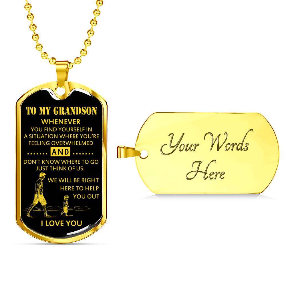 Grandson Dog Tag, Custom Picture Dog Tag For Grandson: Necklace Gift For Grandson Dog Tag-4 Gifts for Grandson Rakva