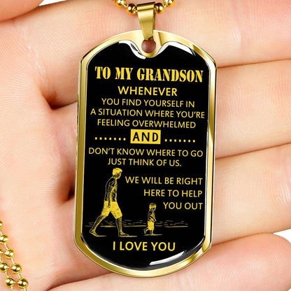 Grandson Dog Tag, Custom Picture Dog Tag For Grandson: Necklace Gift For Grandson Dog Tag-4 Gifts for Grandson Rakva