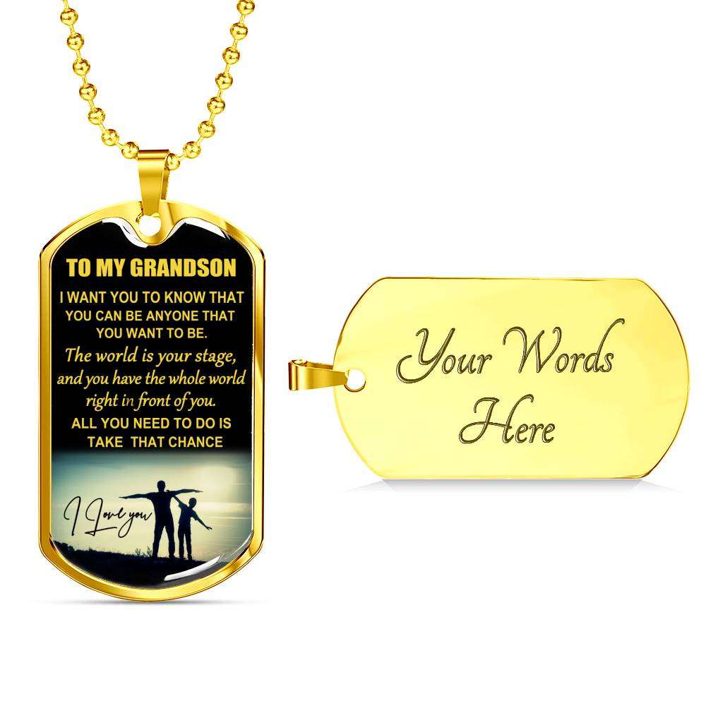 Grandson Dog Tag, Custom Picture Dog Tag For Grandson: Necklace Gift For Grandson Dog Tag-6 Gifts for Grandson Rakva
