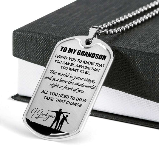 Grandson Dog Tag, Custom Picture Dog Tag For Grandson: Necklace Gift For Grandson Dog Tag-7 Gifts for Grandson Rakva