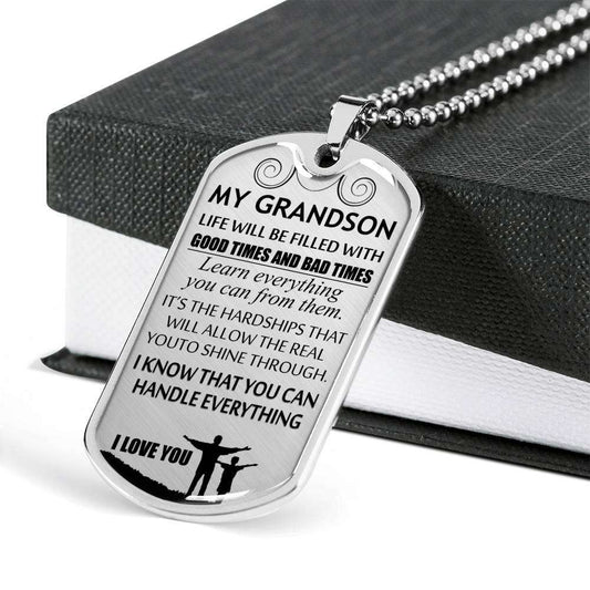Grandson Dog Tag, Custom Picture Grandpa And Granson Dog Tag, Gift For Grandson Dog Tag-4 Gifts for Grandson Rakva