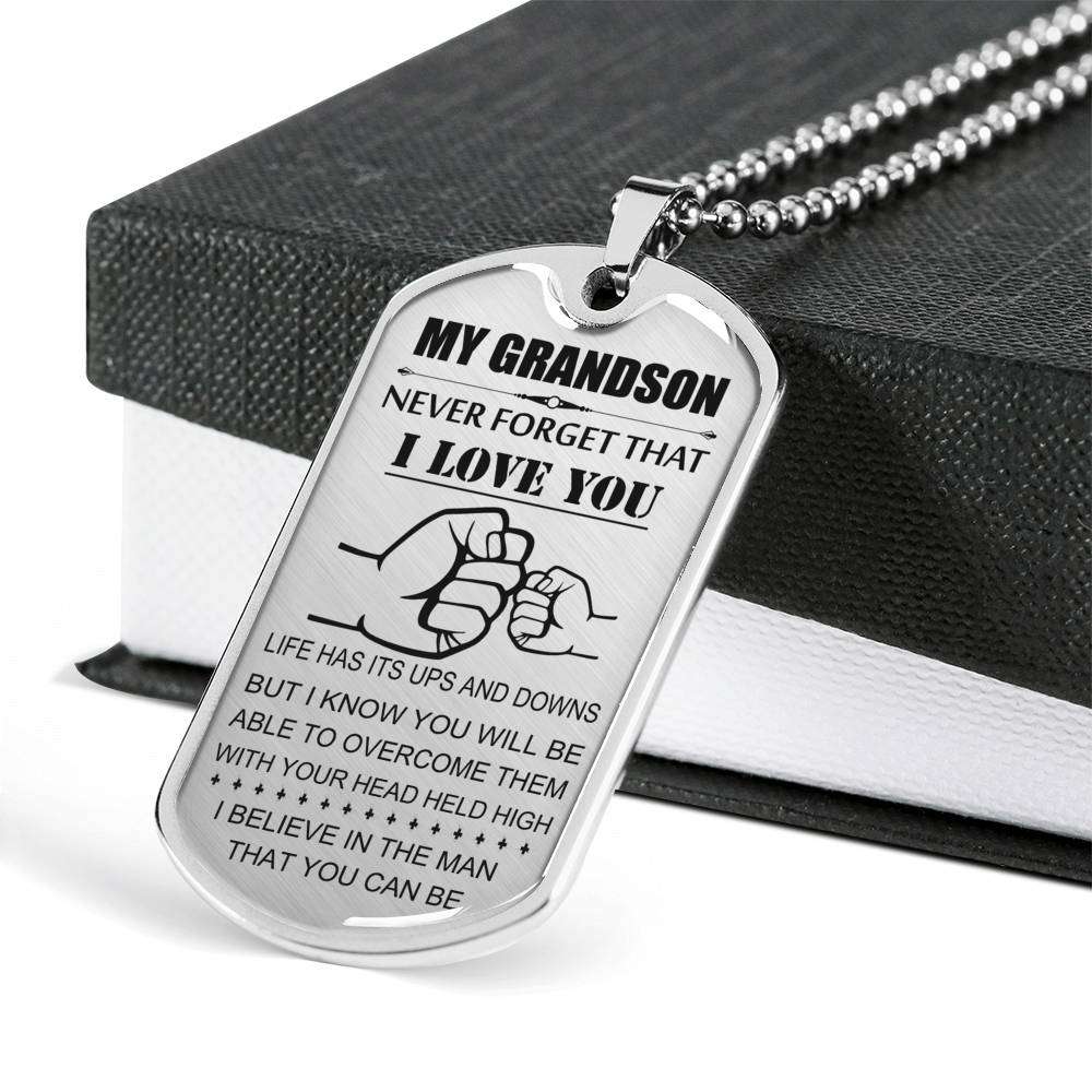 Grandson Dog Tag, Custom Picture Grandpa And Granson Dog Tag, Gift For Grandson Dog Tag-5 Gifts for Grandson Rakva