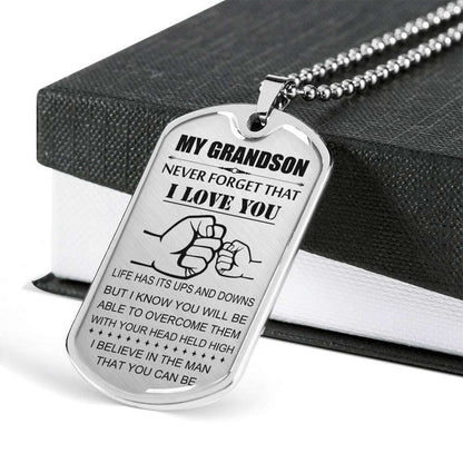 Grandson Dog Tag, Custom Picture Grandpa And Granson Dog Tag, Gift For Grandson Dog Tag-5 Gifts for Grandson Rakva