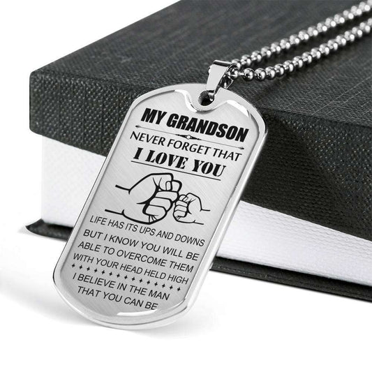 Grandson Dog Tag, Custom Picture Grandpa And Granson Dog Tag, Gift For Grandson Dog Tag-5 Gifts for Grandson Rakva