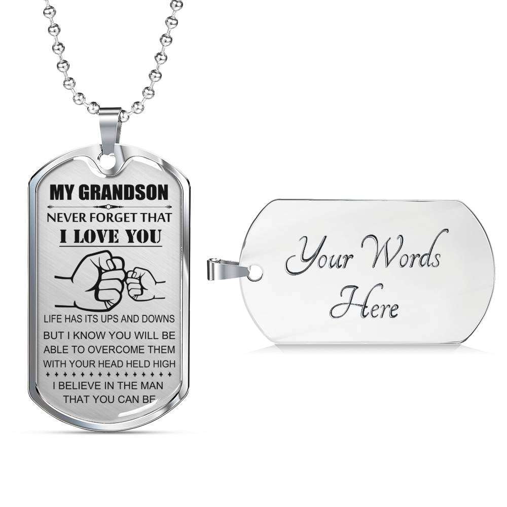 Grandson Dog Tag, Custom Picture Grandpa And Granson Dog Tag, Gift For Grandson Dog Tag-5 Gifts for Grandson Rakva