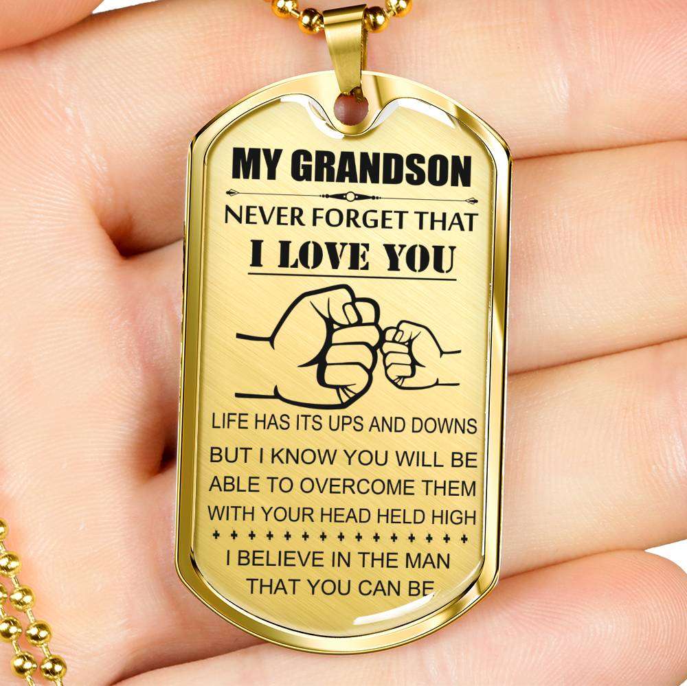 Grandson Dog Tag, Custom Picture Grandpa And Granson Dog Tag, Gift For Grandson Dog Tag-5 Gifts for Grandson Rakva