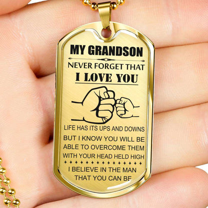 Grandson Dog Tag, Custom Picture Grandpa And Granson Dog Tag, Gift For Grandson Dog Tag-5 Gifts for Grandson Rakva