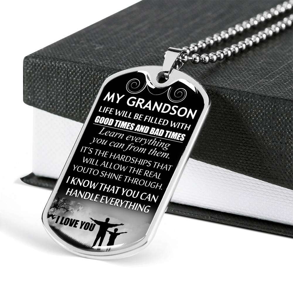 Grandson Dog Tag, Custom Picture Grandpa And Granson Dog Tag, Gift For Grandson Dog Tag-6 Gifts for Grandson Rakva