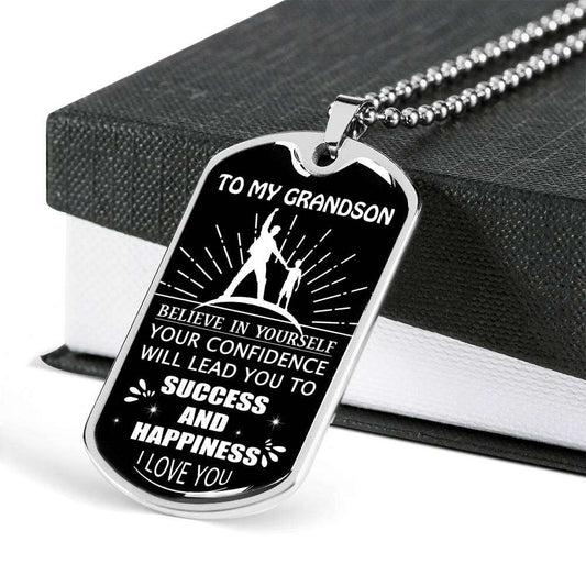 Grandson Dog Tag Custom Picture, To My Grandson Gifts From Grandparents, Grandson Birthday Dog Tag-4 Gifts for Grandson Rakva