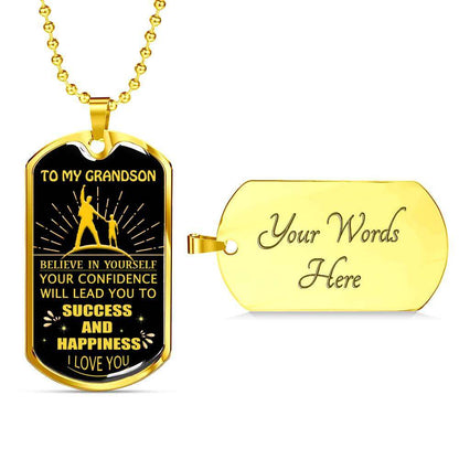Grandson Dog Tag Custom Picture, To My Grandson Gifts From Grandparents, Grandson Birthday Dog Tag-4 Gifts for Grandson Rakva