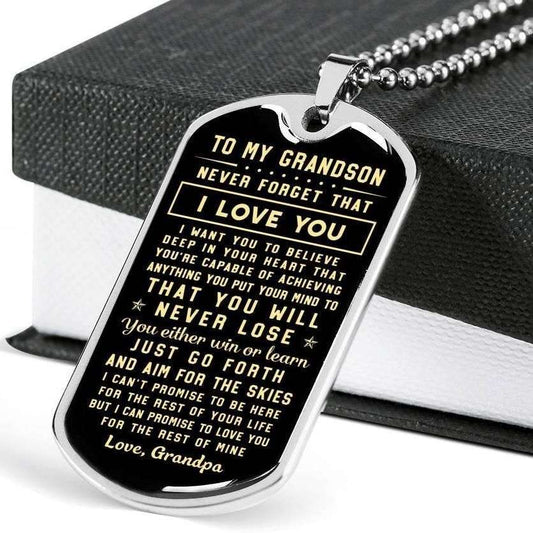 Grandson Dog Tag Custom Picture, You Will Never Lose Dog Tag Military Chain Necklace For Grandson From Grandpa Gifts for Grandson Rakva
