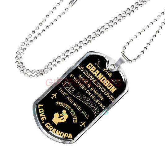 Grandson Dog Tag, Dog Tag For Grandson “ Grandpa And Grandson Dog Tag-2 Gifts for Grandson Rakva