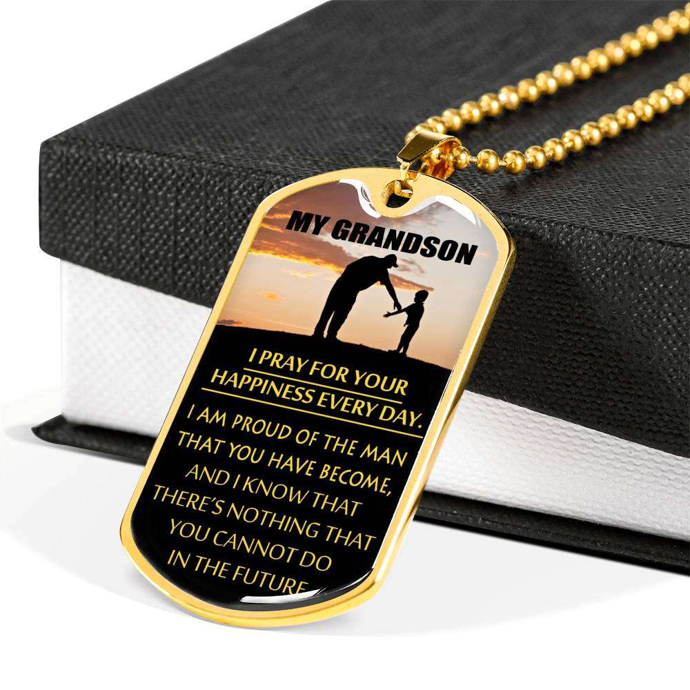 Grandson Dog Tag, Dog Tag For Grandson: Necklace Gift For Grandson Dog Tag-1 Gifts for Grandson Rakva