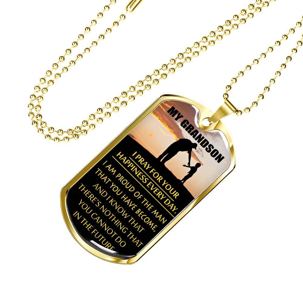 Grandson Dog Tag, Dog Tag For Grandson: Necklace Gift For Grandson Dog Tag-1 Gifts for Grandson Rakva