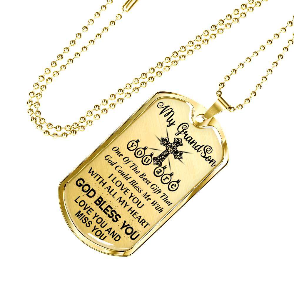 Grandson Dog Tag, Dog Tag For Grandson: Necklace Gift For Grandson Dog Tag-10 Gifts for Grandson Rakva